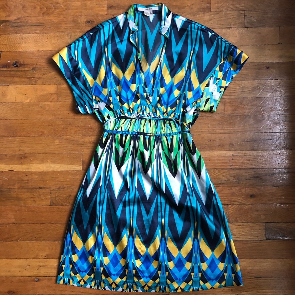 ZARA Deep V Multicolor Print Dress - Size M